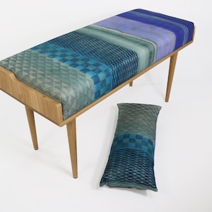Bench, Ottoman, Entryway bench, Upholstered bench in solid Oak or Walnut wood with fabric.