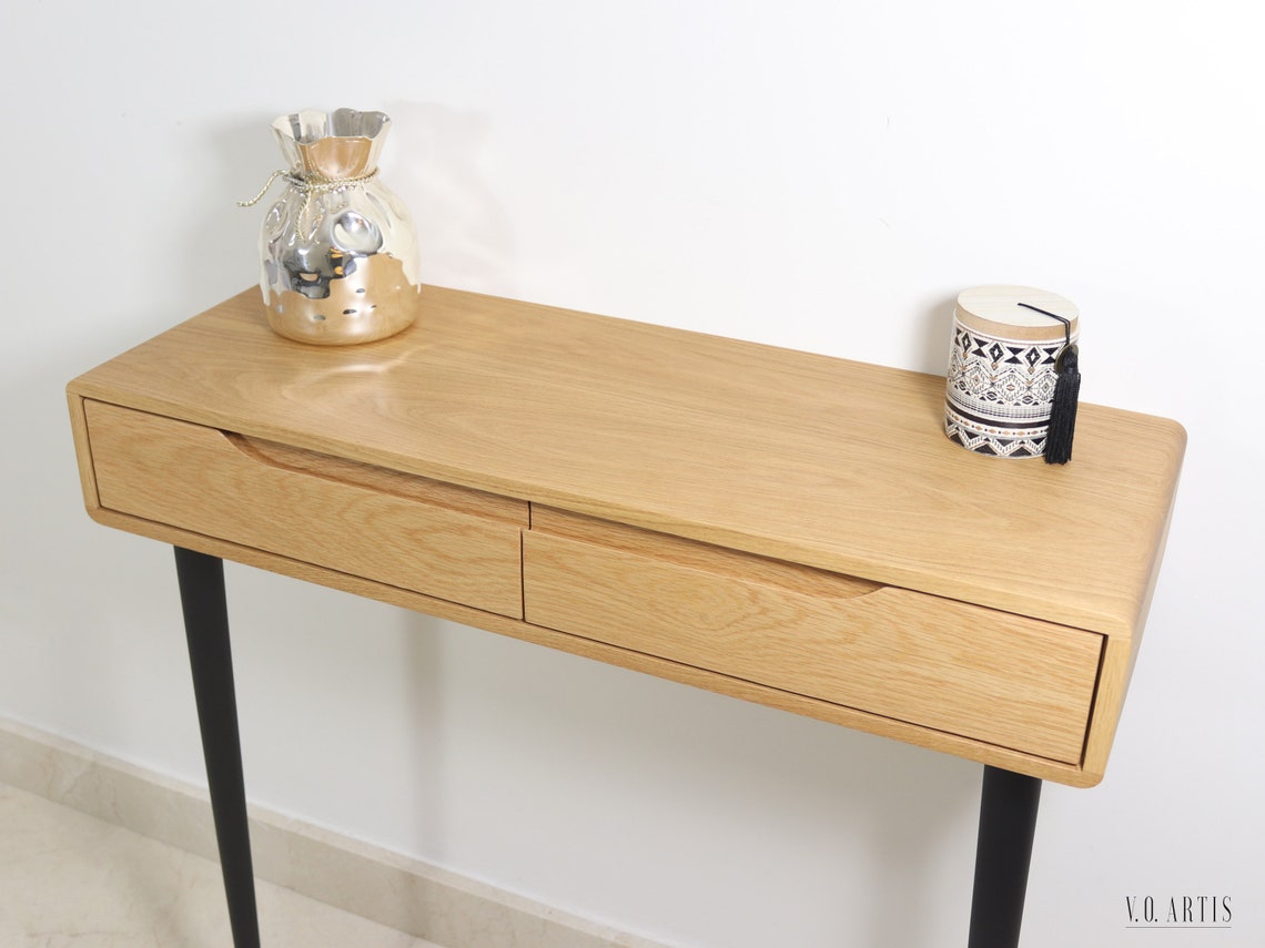 Console Table With Drawers in Solid American Oak or Walnut | Etsy