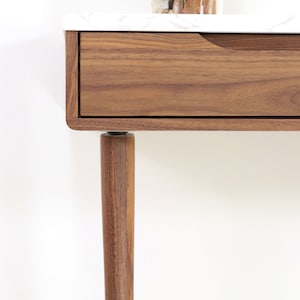 Console table with drawers in walnut or Oak and marble top image 8