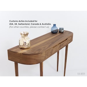 Narrow console table in solid American Oak or Walnut.