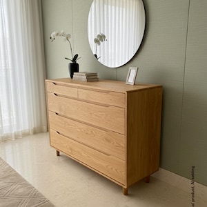 Handmade Solid Oak or Walnut Dresser: Mid-Century Modern Chest of Drawers