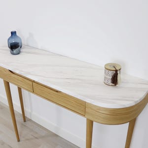 Handmade Solid Oak & Marble Entryway Console Table - Spain image 2