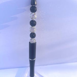 Zwarte bling-kralenpen