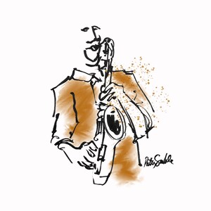 Carte de voeux de saxophoniste de jazz, originale, dessin, art, cadeau, cadeau, musicien, musique, anniversaire