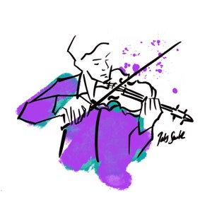 Violist-wenskaart, origineel, tekening, kunst, verjaardag, cadeau, cadeau, muzikant, viool, muziek