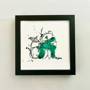 Impression batteur colorée à la main, originale, dessin, art, art, cadeau, musicien, cadeau, batteur