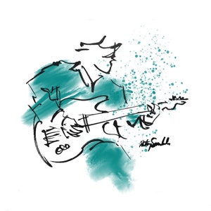Carte de voeux de guitariste, originale, dessin, art, cadeau, musicien, cadeau, guitare, anniversaire, musique