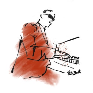 Jazz Klavier Grußkarte, Original, Zeichnung, Kunst, Geschenk, Musiker, Keyboard, Geburtstag, Musik,