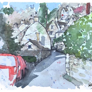 Nailsott, Gloucestershire, Grußkarte, original Kunst, Geschenk, Geschenk, Druck