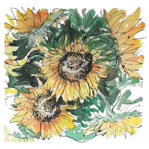 Sonnenblumen Grußkarte, Original, Malerei, Kunst, Geburtstag, Geschenk, Blume