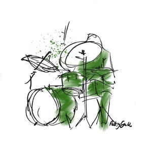 Drummer Greetings Card, original, drawing, art, birthday, gift, present, musician, drums, music