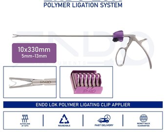 ENDO® New Laparoscopy Laparoscopic 10mm Polymer Ligation Clip Applier Applicator L Large Purple 10x330mm 33cm 330mm Surgical Clip Applier CE