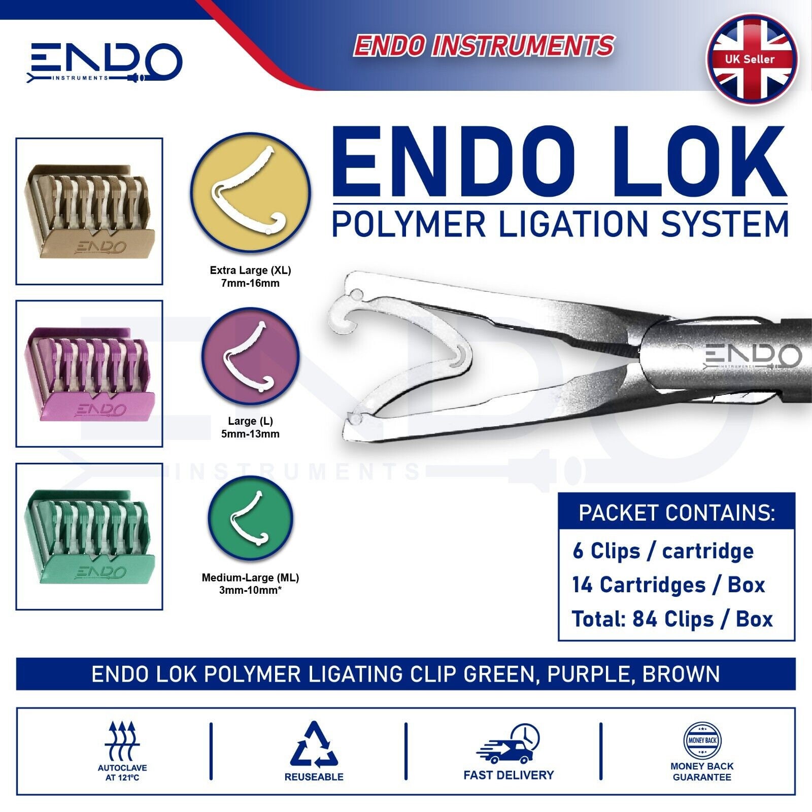 Buy ENDO® Laparoscopic ENDO LOK Polymer Ligation Clip Clip Applier  Applicator 5mm 10mm S/m Sm L Xl Extra Large Laparoscopy Surgical Clip  Applier Online in India 