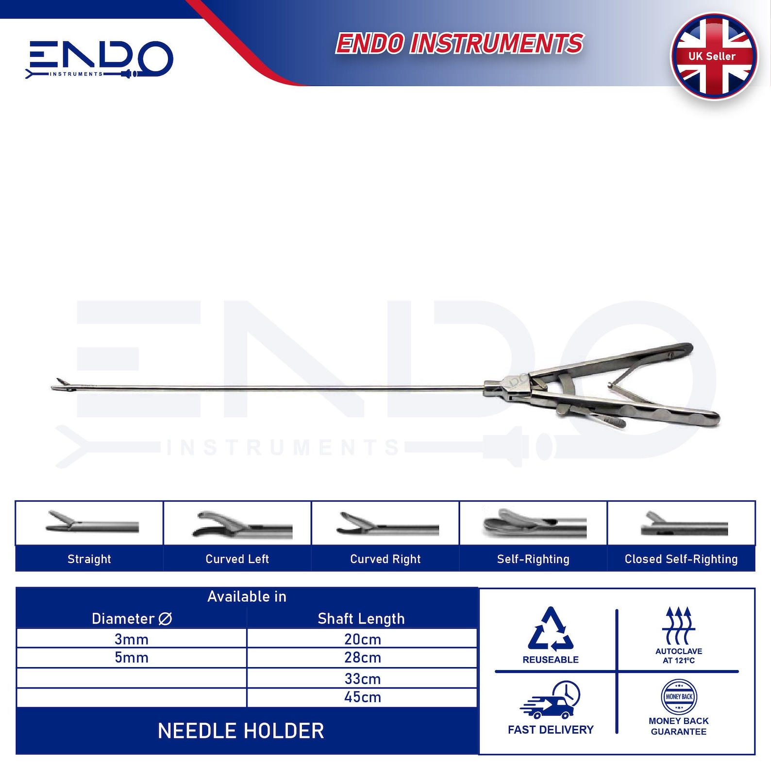 ENDO 5x330mm Laparoscopic Needle Holder Left Right Hand Curved Etsy UK