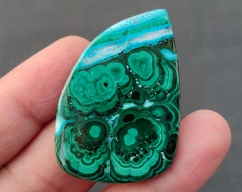 Chrysocolla Malachite Cabochon: Handmade Gemstone, 83 Carat (47x30x5 MM)