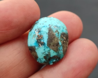 Natural Pyrite Turquoise Cabochon/  Turquoise Cabochon.. pyrite Turquoise  Cabochon.. 15 cts, 18x15x6 MM.