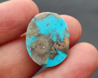 Natural Pyrite Turquoise Cabochon/  Turquoise Cabochon.. pyrite Turquoise  Cabochon.. 16 cts, 22x18x4 MM.