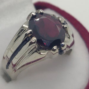 Natural Garnet Dark Deep Red Oval Cut Garnet Deep Dark Red Garnet Stone Handmade Ring 925 Sterling Silver