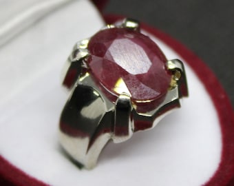 Mens Elegant Design Ruby Ring Sterling Silver 925 Ring Mens Ruby Ring Yaqut Ring Handmade Ruby Rubin Ring Yakoot Ring Statement Yaqoot Ring