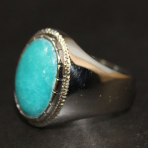 Natural Neshapuri Feroza Mens Ring Sterling Silver 925 Handmade Blue ...