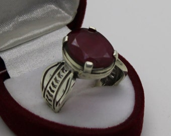 Handmade Sterling Silver 925 Ruby Ring - Statement Mens Ring