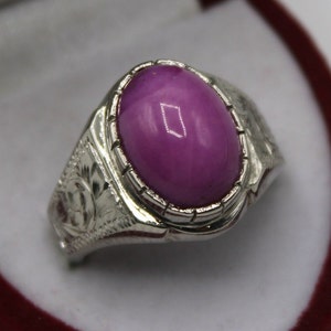Natural Cabochon Afghan Ruby Star Men Ring Sterling Silver 925 Handmade Star Ruby Ring Pink Ruby Ring Qandhar Ruby Star Ring