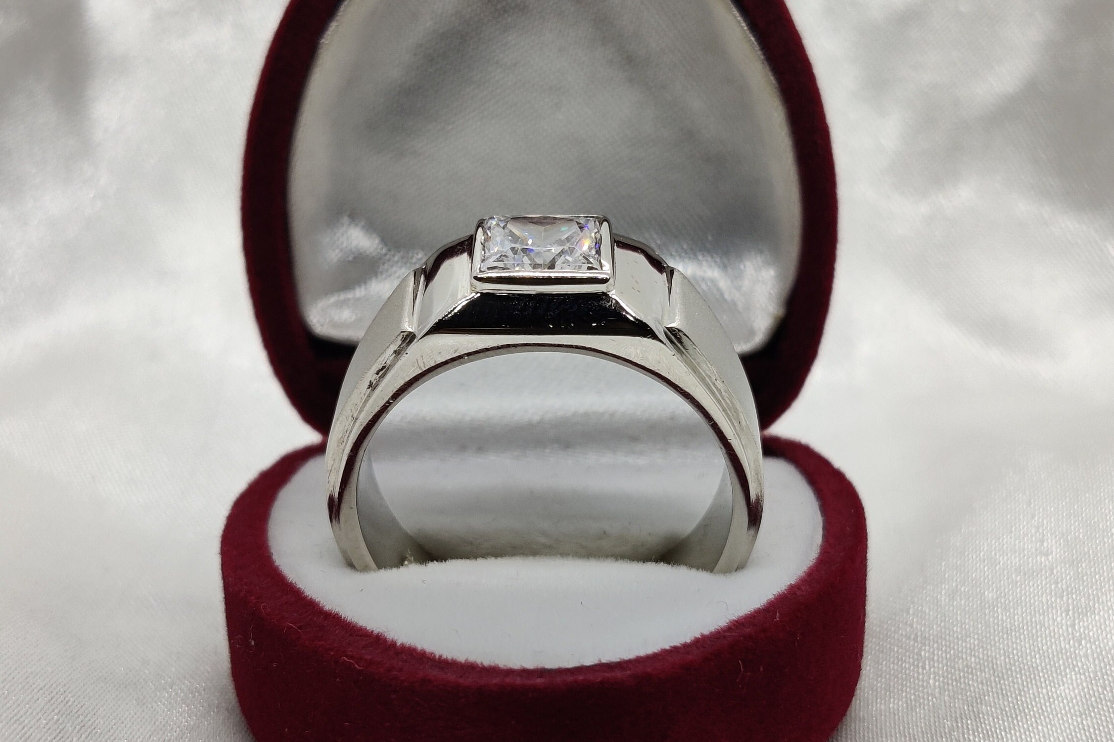 Handmade Sterling Silver 925 Ring: Square White Zircon Stone - Etsy