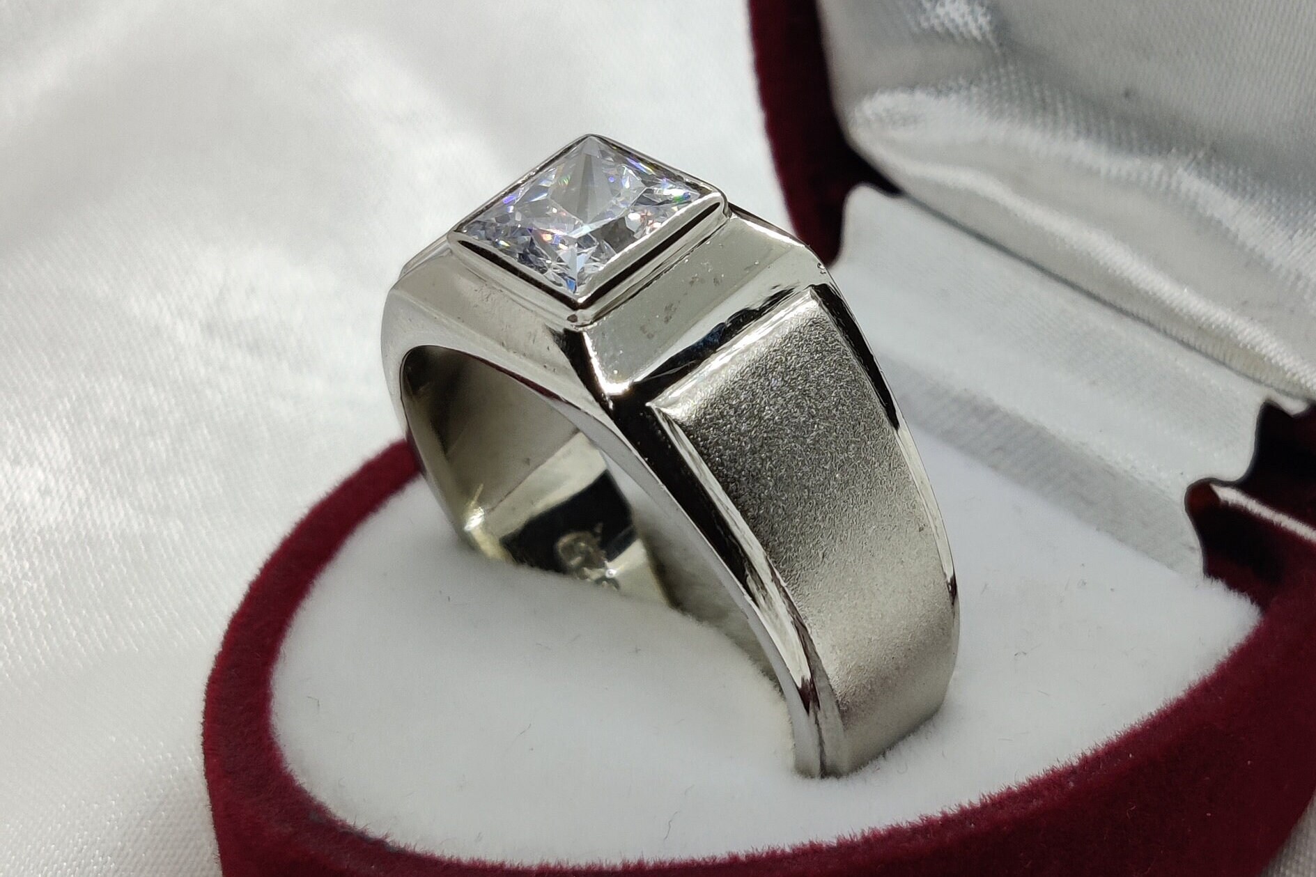 Handmade Sterling Silver 925 Ring: Square White Zircon Stone - Etsy