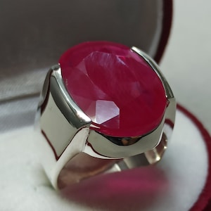 Mens Big Red Ruby Ring Sterling Silver 925 Ring Ruby Ring Yaqut Ring Handmade Ruby Rubin Ring Yakoot Ring Statement Yaqoot Ring Ruby Ring