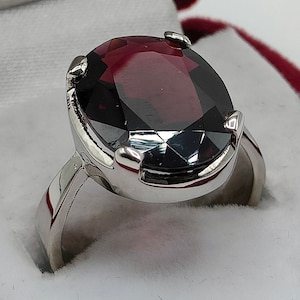 Natural Garnet Dark Deep Red Oval Cut Garnet Deep Dark Red Garnet Stone Handmade Ring 925 Sterling Silver