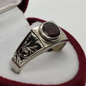 Natural Garnet Dark Deep Red Oval Cut Garnet Deep Dark Red Garnet Stone Handmade Ring 925 Sterling Silver