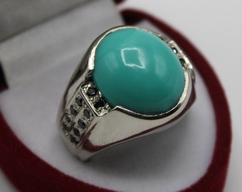 Natural Blue Turquoise Ring 925 Sterling Silver Handmade Women & Mens ...