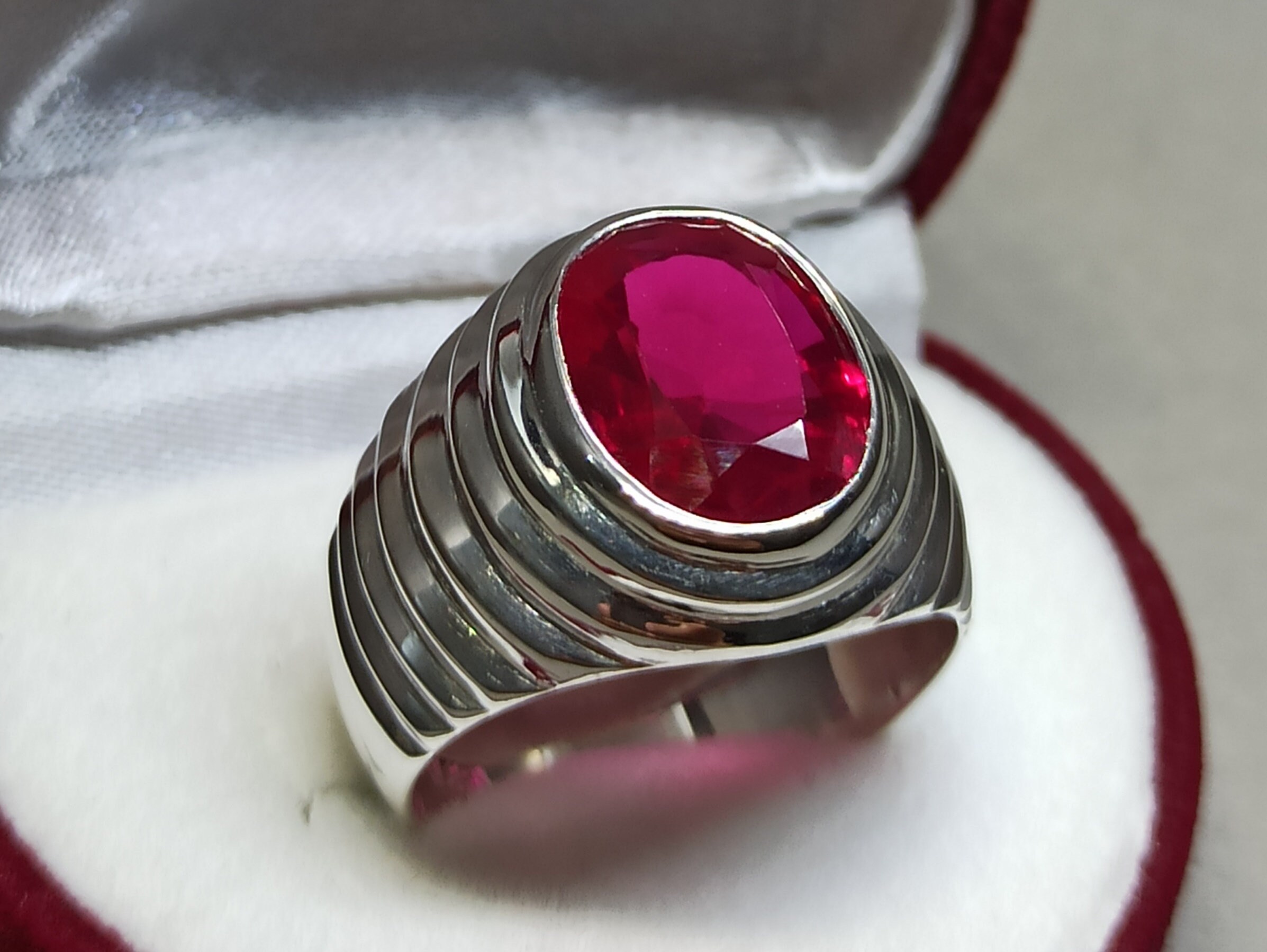 Oval Cut Red Ruby Mens Ring Sterling Silver 925 Ruby Ring | Etsy