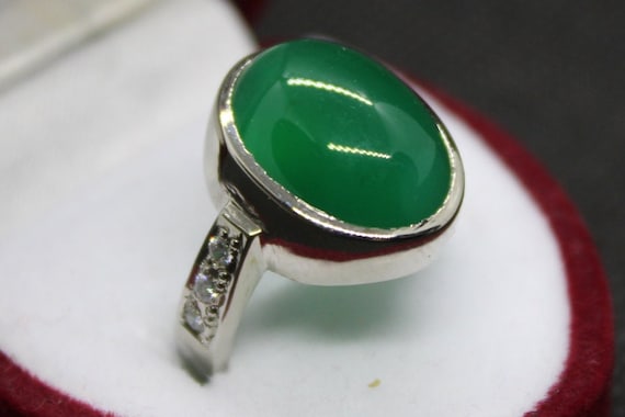 Green hakik cheap stone ring