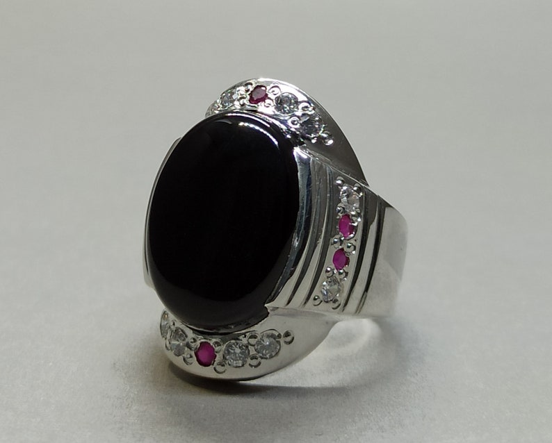 Natural Yemeni Black Aqeeq Ring Sterling Silver 925 Black Agate Mens Ring Handmade Carnelian Ring Shifat al Abad Ring Khabadi Aqeeq Ring