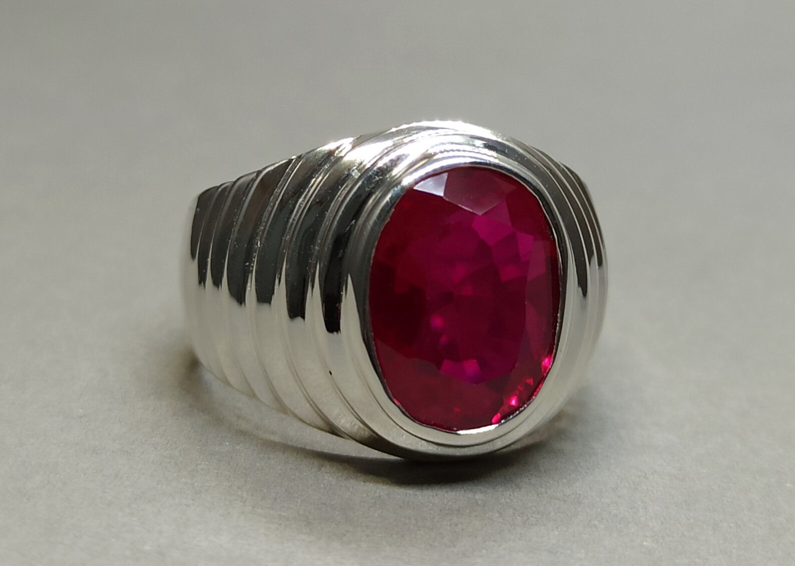 Oval Cut Red Ruby Mens Ring Sterling Silver 925 Ruby Ring | Etsy
