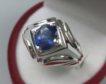 Handmade Blue Sapphire Ring: Sterling Silver 925, Neelam Gemstone