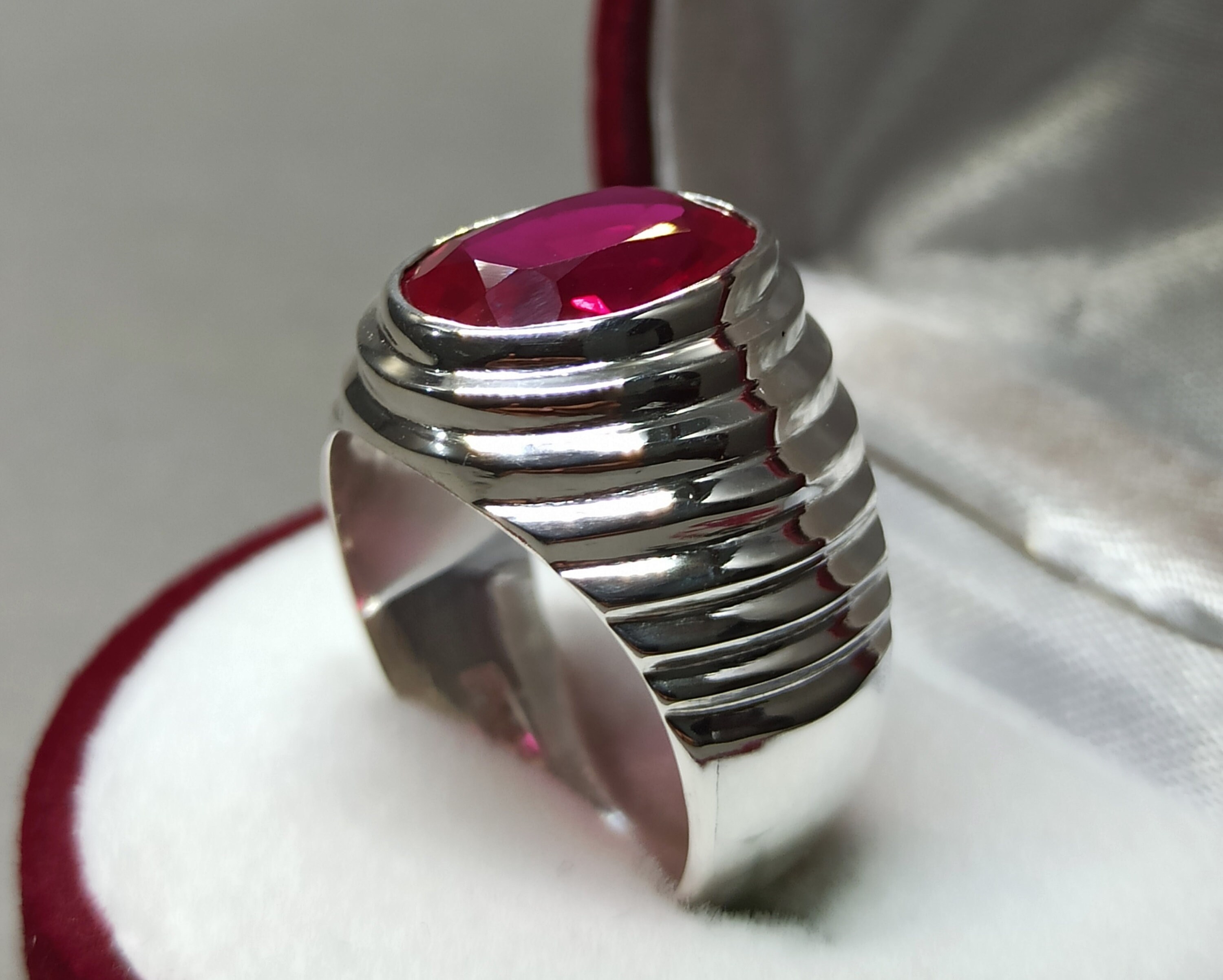 Oval Cut Red Ruby Mens Ring Sterling Silver 925 Ruby Ring Etsy