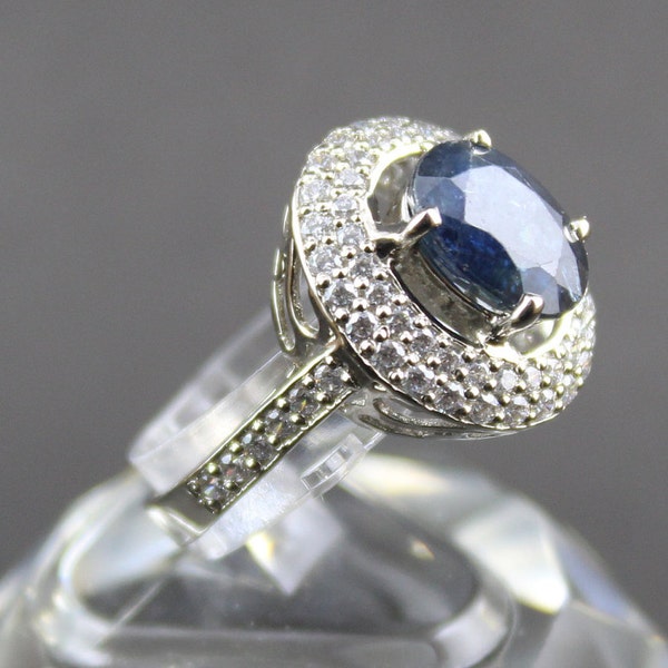 Mujeres Ceilán azul zafiro anillo plata esterlina 925 anillo gran brillo azul zafiro anillo neelam anillo gema azul anillo sapphire anillo hecho a mano anillo