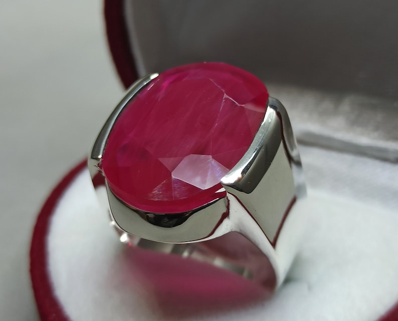 Mens Big Red Ruby Ring Sterling Silver 925 Ring Ruby Ring | Etsy