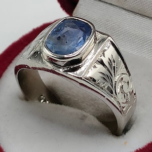 Women Blue Ceylon Sapphire Ring Sterling Silver 925 Ring Clean Luster Blue Sapphire Ring Neelam Ring Blue Gem Ring Sapphire Handmade Ring