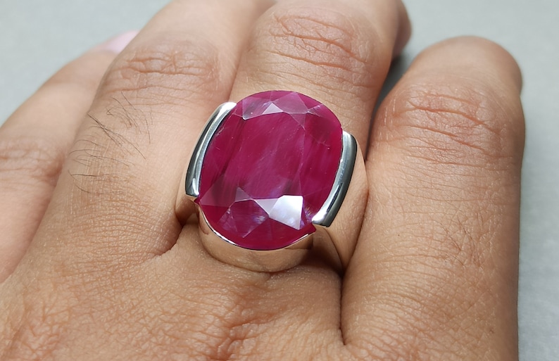 Mens Big Red Ruby Ring Sterling Silver 925 Ring Ruby Ring | Etsy