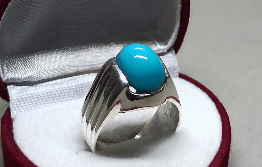 Women Natural Neshapuri Feroza Ring Firoza Ring Sterling Silver 925 ...