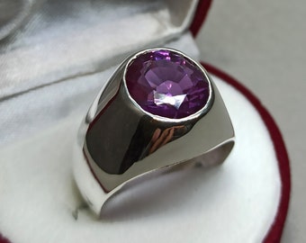 Rare Alexandrite Ring Alexandrite Mens Ring Sterling Silver 925 shades of Color Alexandrite Ring Handmade Alexandrite Ring Gem Ring