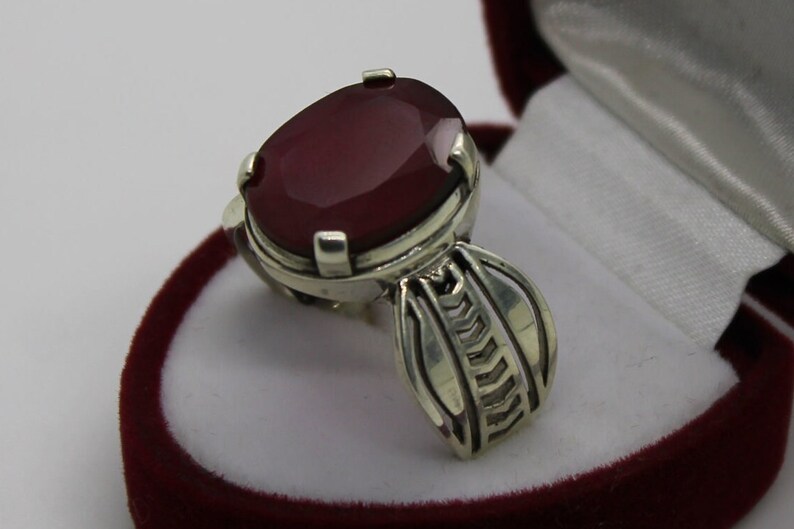 Elegant Design Ruby Ring Sterling Silver 925 Ring Mens Ruby Mens Ring Yaqut Ring Handmade Ruby Rubin Ring Yakoot Ring Statement Yaqoot Ring image 5