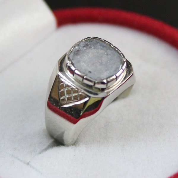 Handgemaakte Ceylon Blue Sapphire herenring: sterlingzilver 925