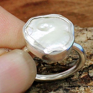 Baroque Pearl Ring,Baroque Rings,Pearl Rings,Freshwater Pearl Stacking Ring,June Birthstone Ring,Statement Ring,Sterling Silver Ring