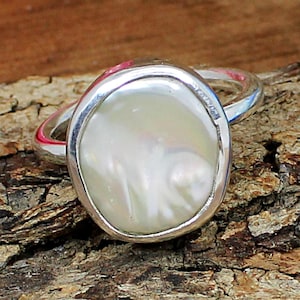 Large Baroque Pearl Ring: Sterling Silver Handmade Designer Ring