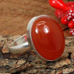 Oval Carnelian Ring: Handmade 925 Sterling Silver Statement Jewelry