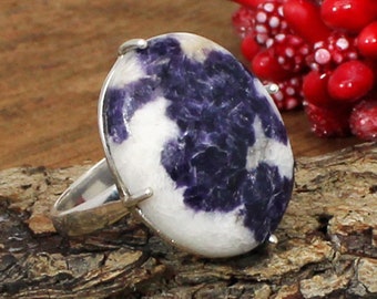 Oval Lepidolith Ring: Handgemachter 925 Sterling Silber Edelstein